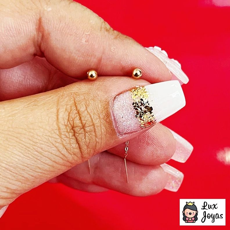 AROS LARGOS CADENA PELOTITA ORO ROSADO 18K-3