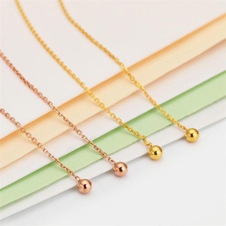 AROS LARGOS CADENA PELOTITA ORO ROSADO 18K-1