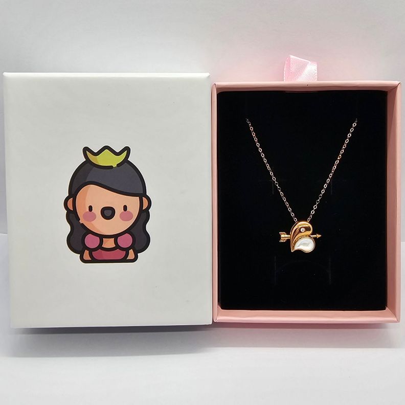 Cadena Eslabones Oro Rosado 18k Colgante Corazon Nácar Flecha Diamante 1 Punto-5