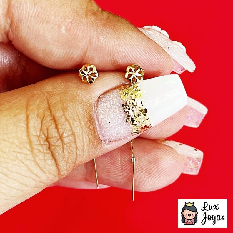 AROS LARGOS CADENA FLOR ORO AMARILLO 18K-4