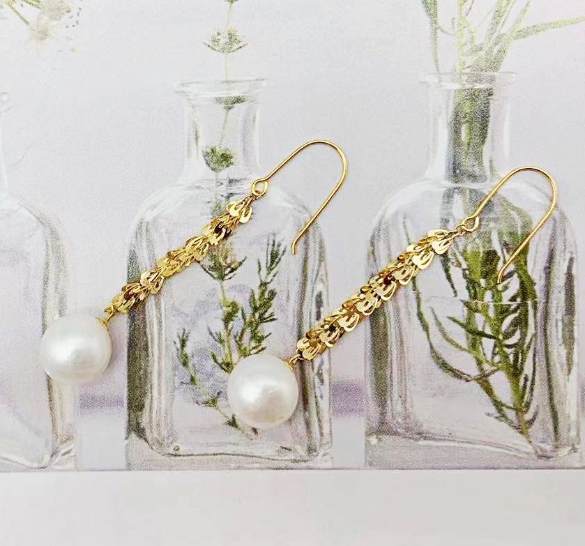 AROS LARGOS COLA DE FÉNIX PERLA DE RIO ORO AMARILLO 18K-4