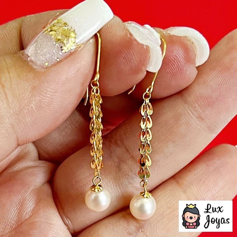 AROS LARGOS COLA DE FÉNIX PERLA DE RIO ORO AMARILLO 18K-6