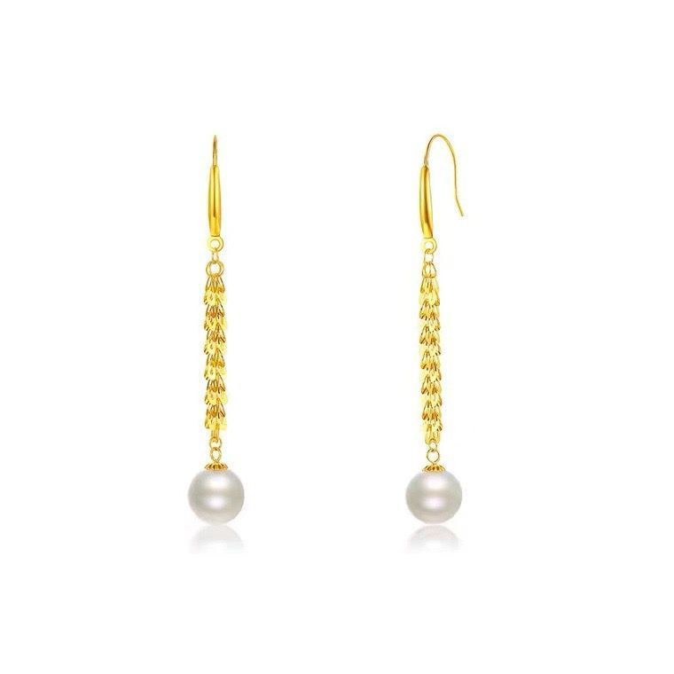 AROS LARGOS COLA DE FÉNIX PERLA DE RIO ORO AMARILLO 18K-0
