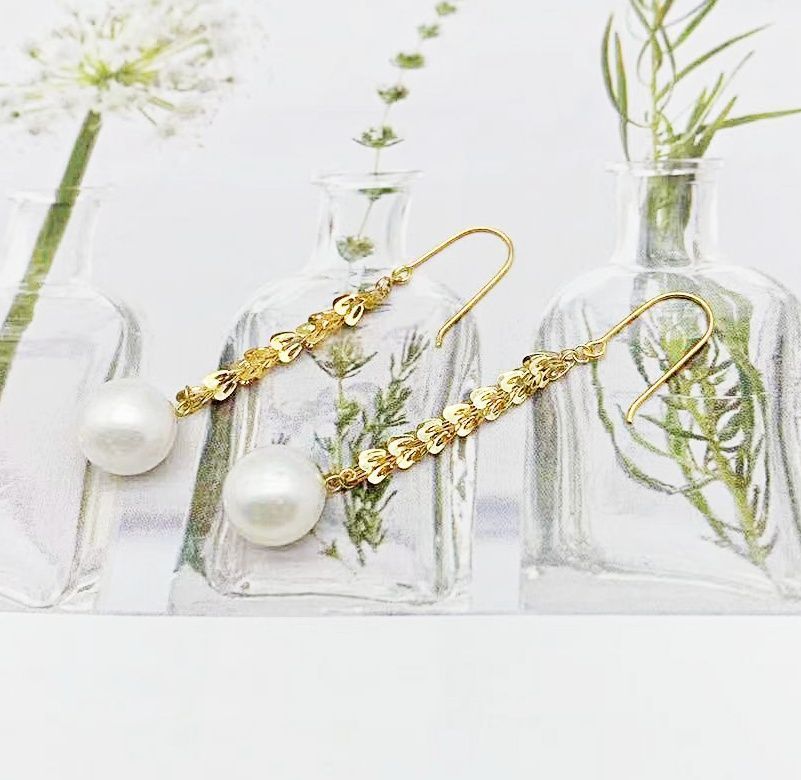 AROS LARGOS COLA DE FÉNIX PERLA DE RIO ORO AMARILLO 18K-2