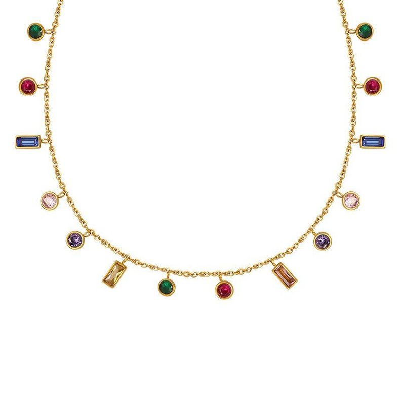 Collar Baño Oro Amarillo 18 Kilates Circones Formas Colores-0