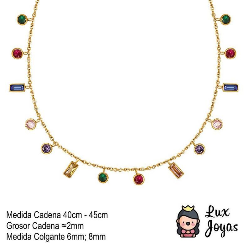Collar Baño Oro Amarillo 18 Kilates Circones Formas Colores-4