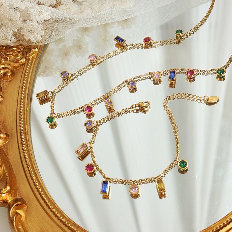 Collar Baño Oro Amarillo 18 Kilates Circones Formas Colores-2