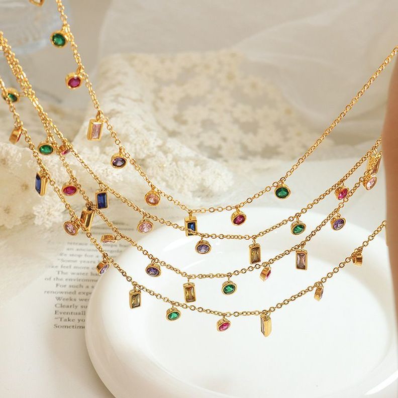 Collar Baño Oro Amarillo 18 Kilates Circones Formas Colores-1
