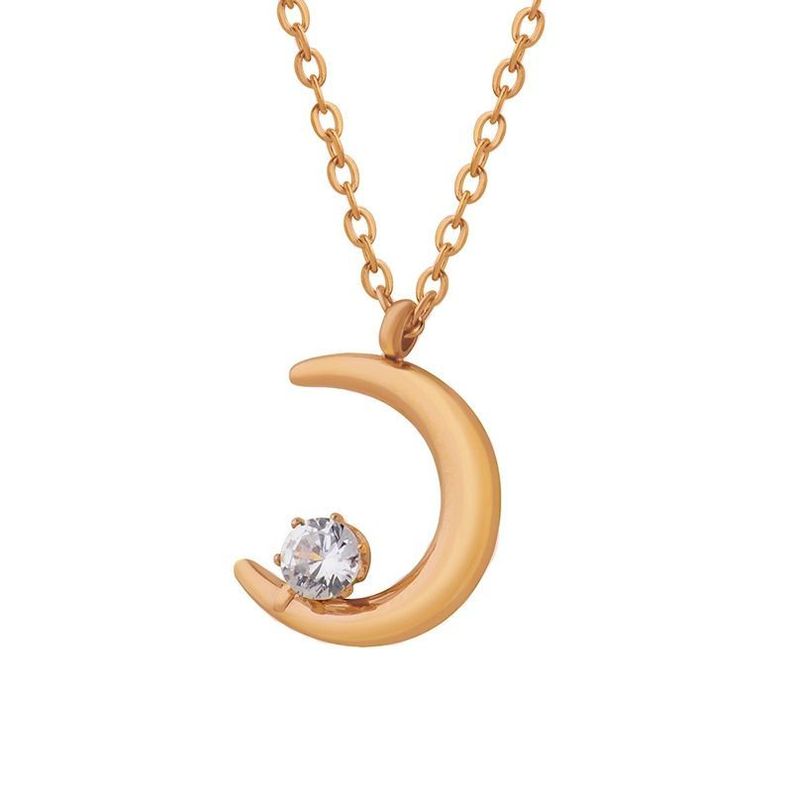 Collar Bano Oro 18 Kilates Luna Punto De Luz Rose Gold