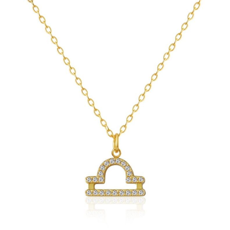 Collar Bano Oro 18k Signo Zodiaco Libra Dorado