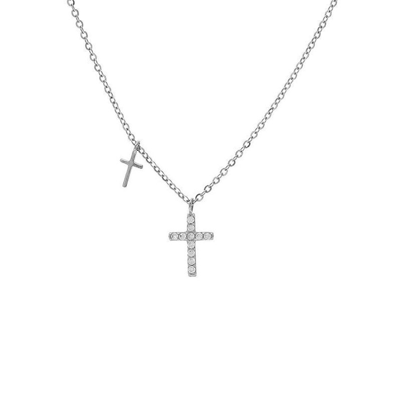 Collar Plata 925 Cruz Mini X2 Plateado