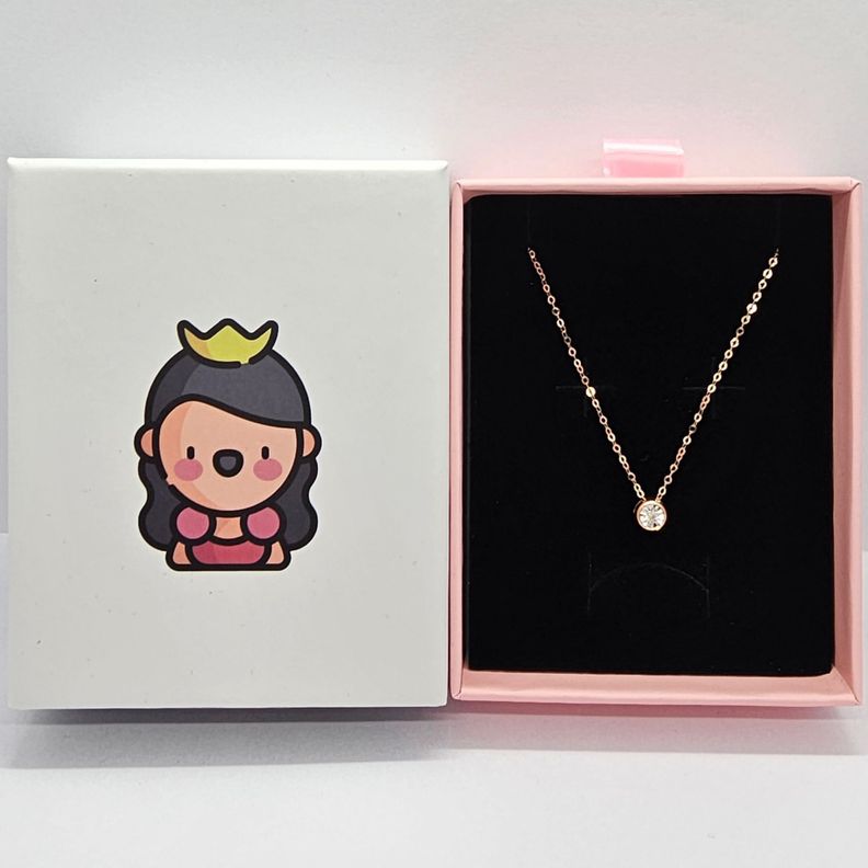 CADENA ESLABONES ORO ROSADO 18K COLGANTE PUNTO DE LUZ DIAMANTE 1P-7