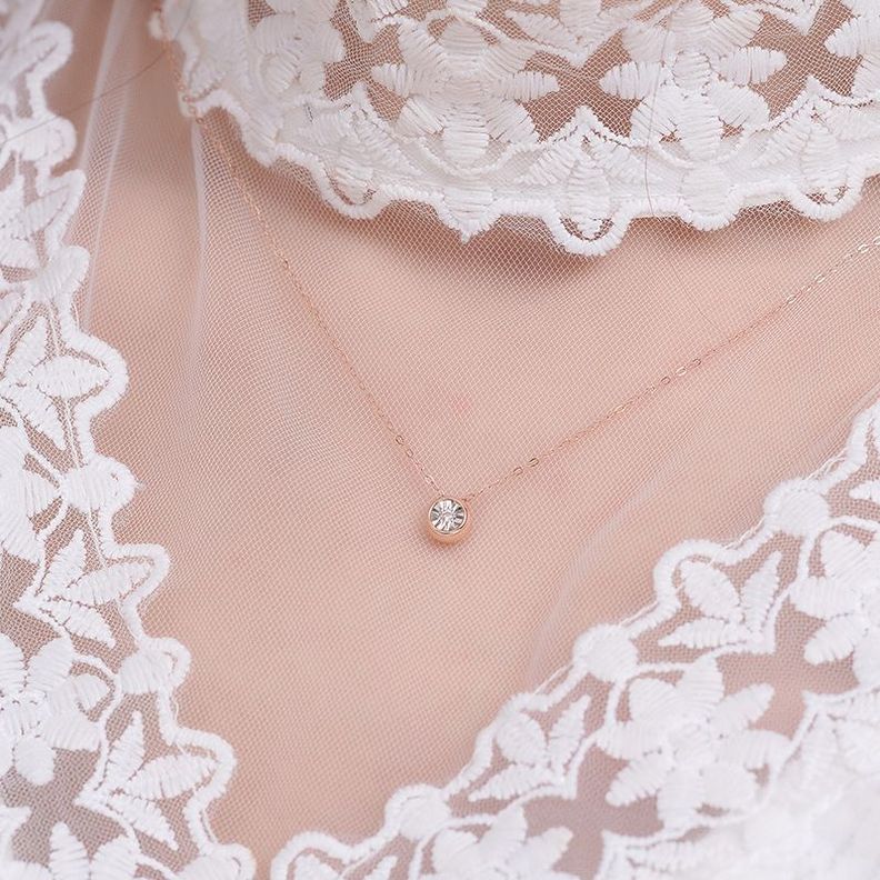 CADENA ESLABONES ORO ROSADO 18K COLGANTE PUNTO DE LUZ DIAMANTE 1P-4