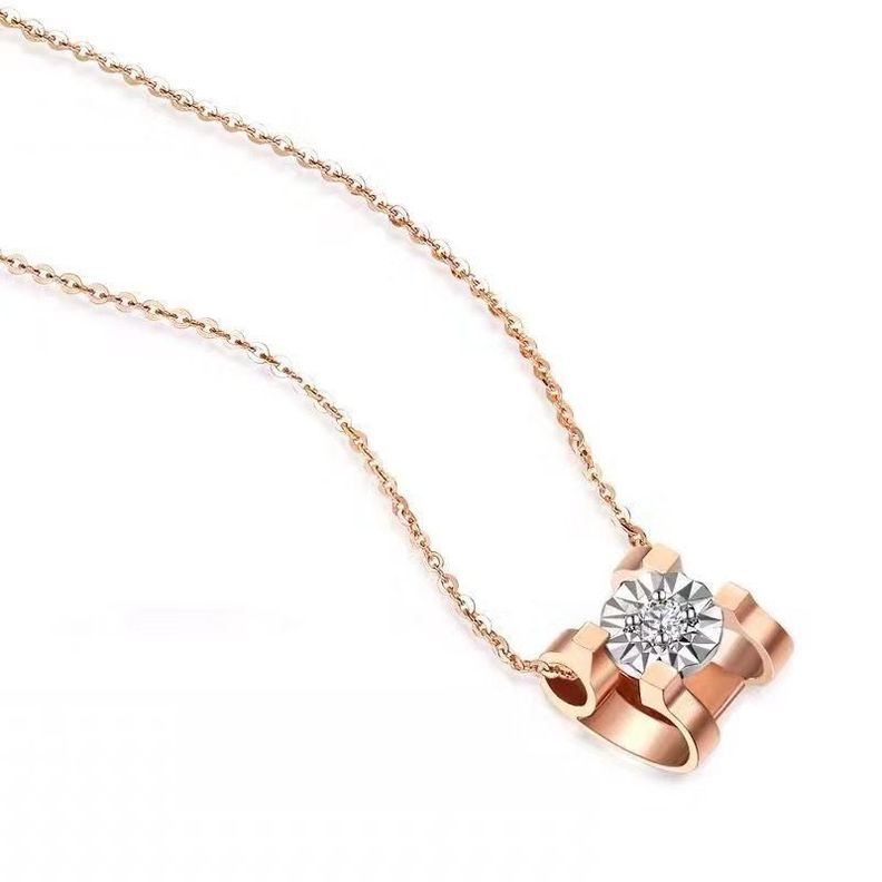 CADENA ESLABONES ORO ROSADO 18K COLGANTE PUNTO DE LUZ DIS DIAMANTE 3P-1
