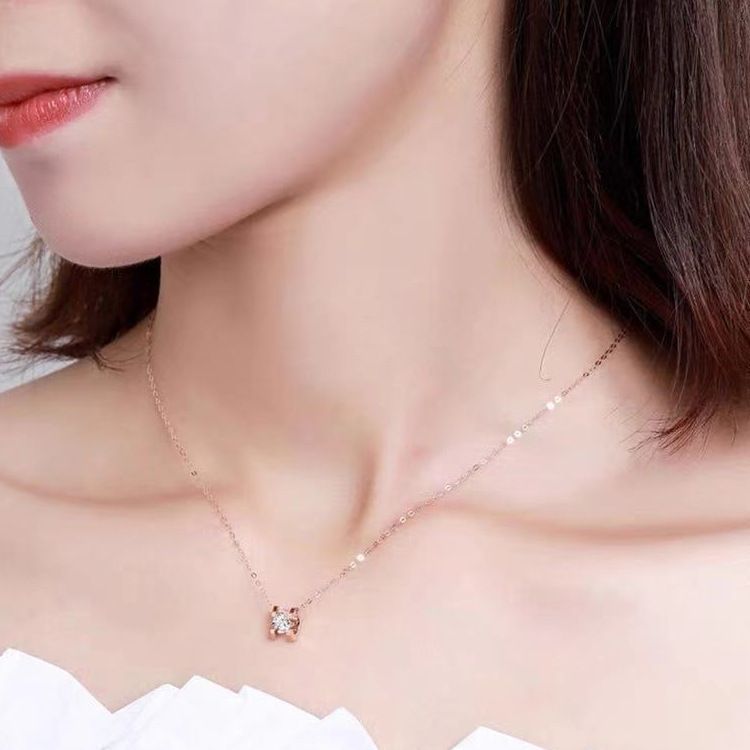 CADENA ESLABONES ORO ROSADO 18K COLGANTE PUNTO DE LUZ DIS DIAMANTE 3P-5
