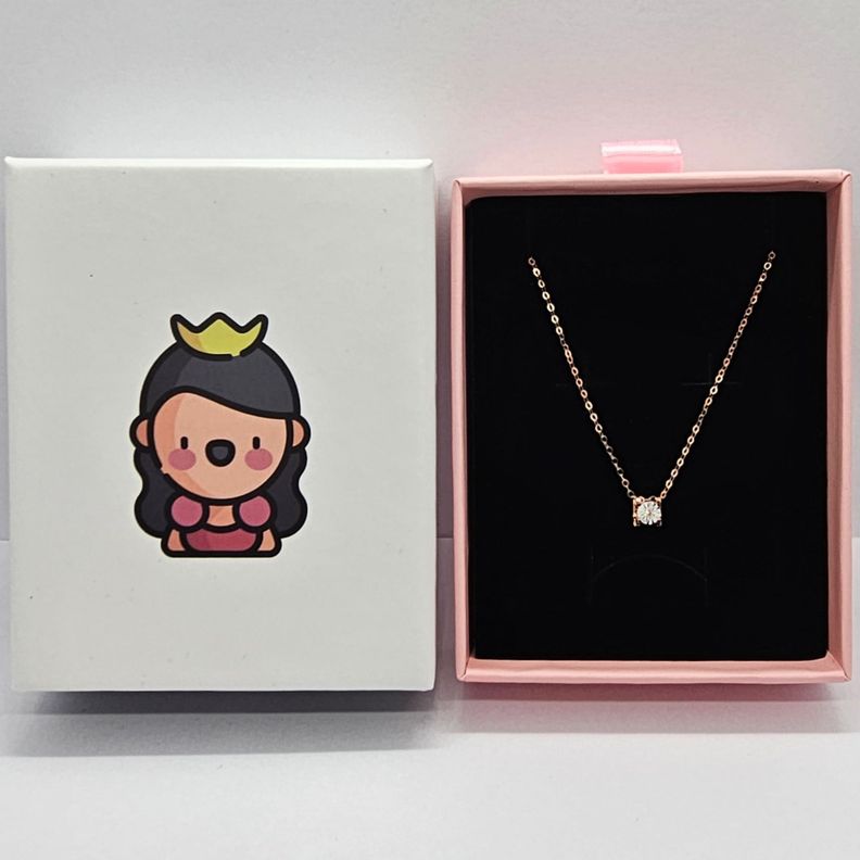 CADENA ESLABONES ORO ROSADO 18K COLGANTE PUNTO DE LUZ DIS DIAMANTE 3P-7