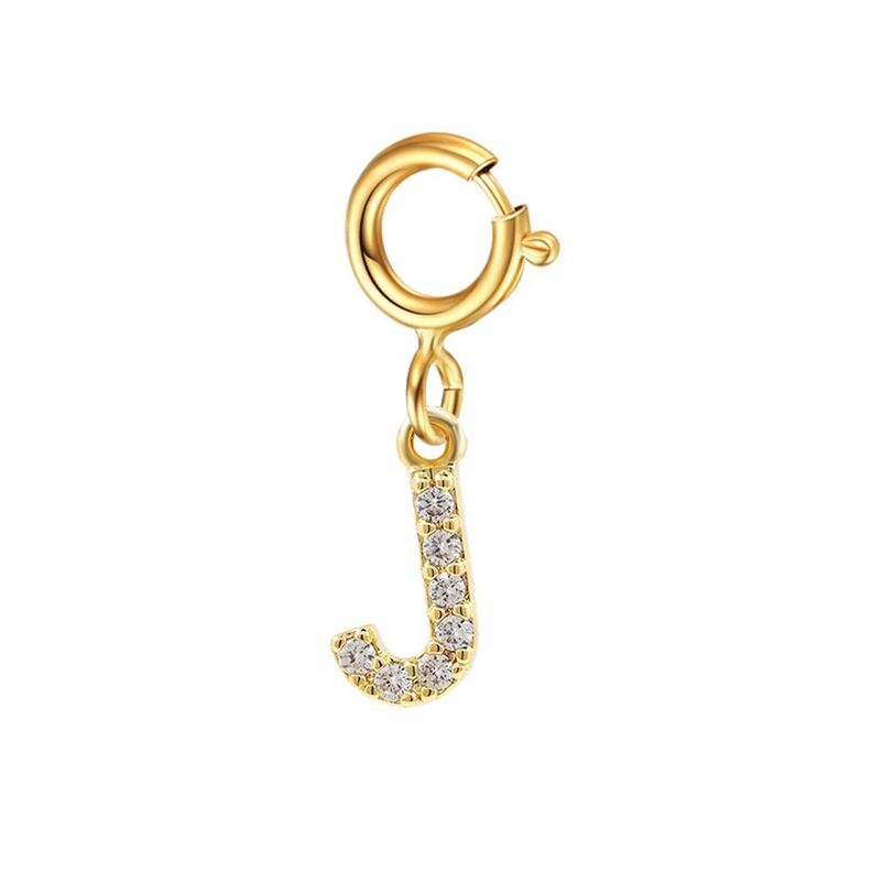 Cadena Eslabones Oro Amarillo 18k Charm Letras Inicial J Full Diamante-0