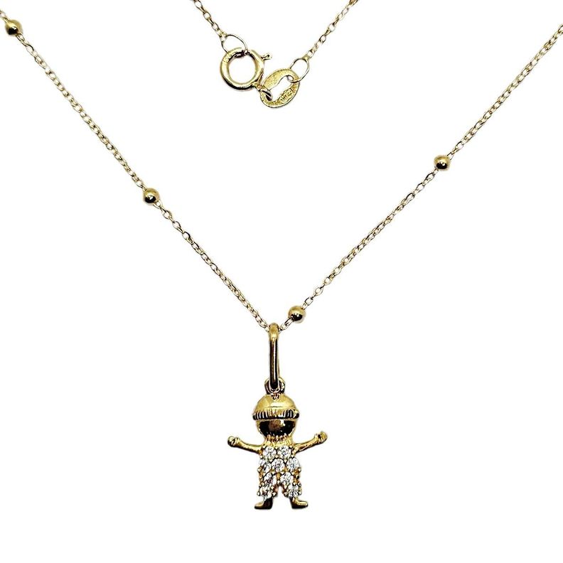 Cadena Pelotitas Colgante Niño Circones Oro Au750 - 18k Italiano-0