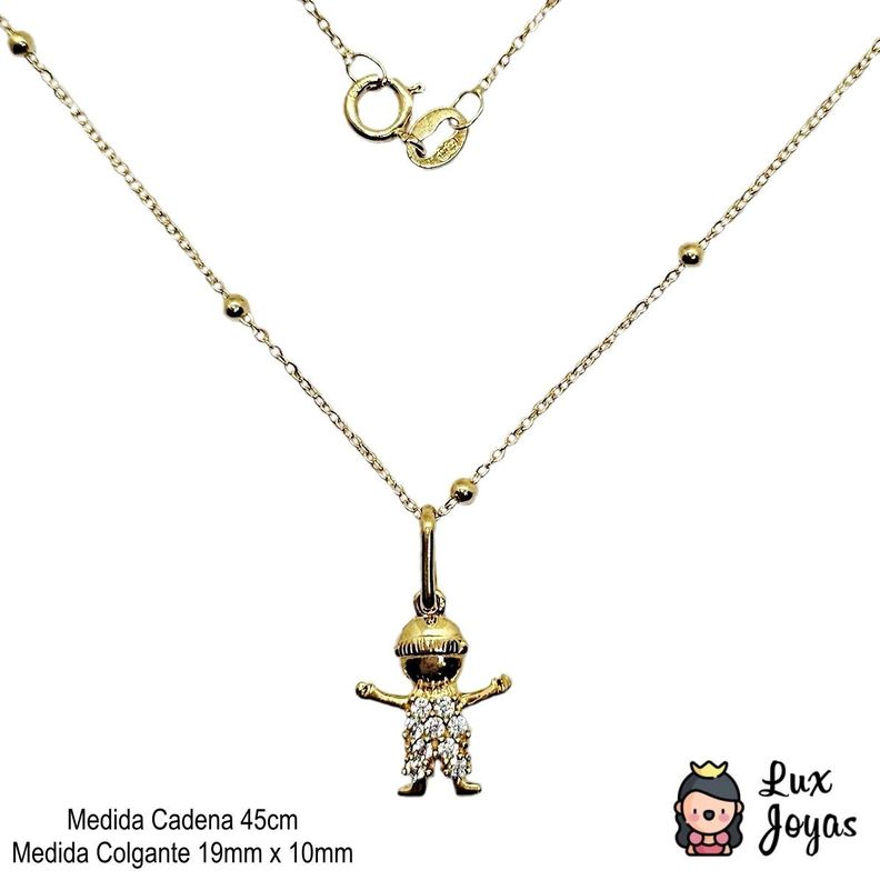 Cadena Pelotitas Colgante Niño Circones Oro Au750 - 18k Italiano-2