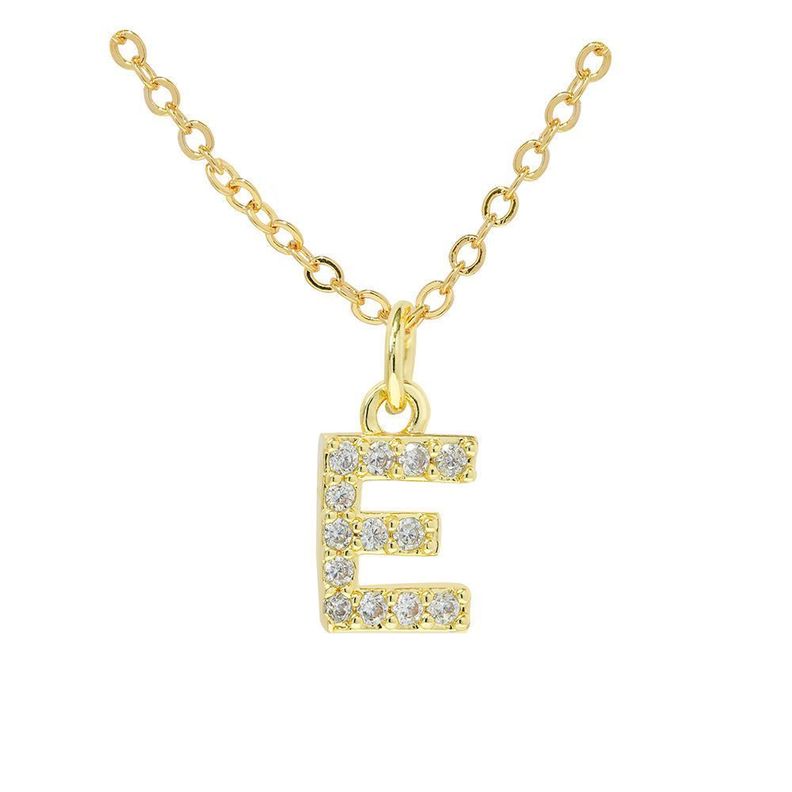 Collar Baño Oro 18k Letra Inicial E Brillitos