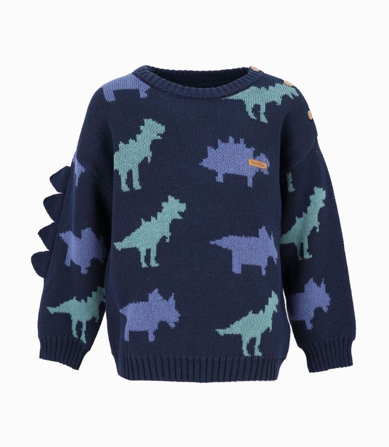 Chaleco bebés con dinosaurio azul marino Black and Blue-0