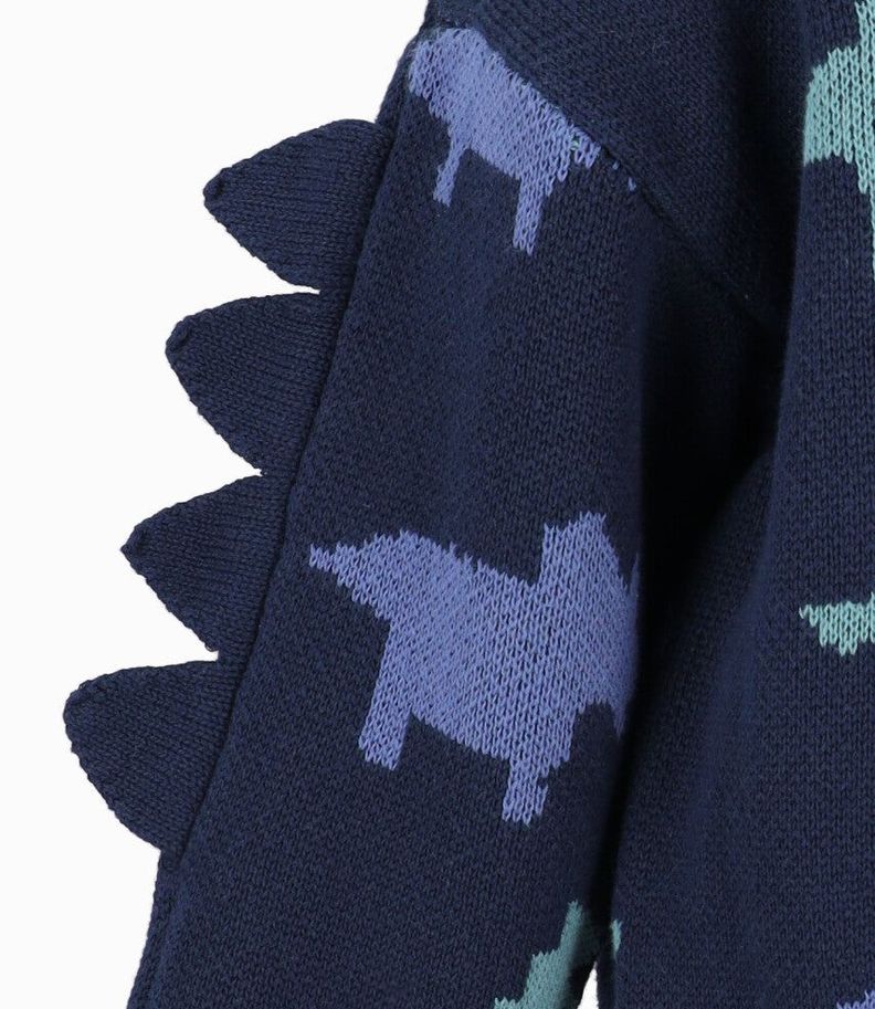 Chaleco bebés con dinosaurio azul marino Black and Blue-2