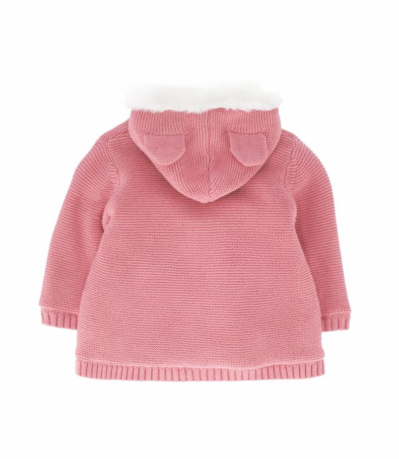 Chaqueta recién nacida tejida palo rosa Limonada-1