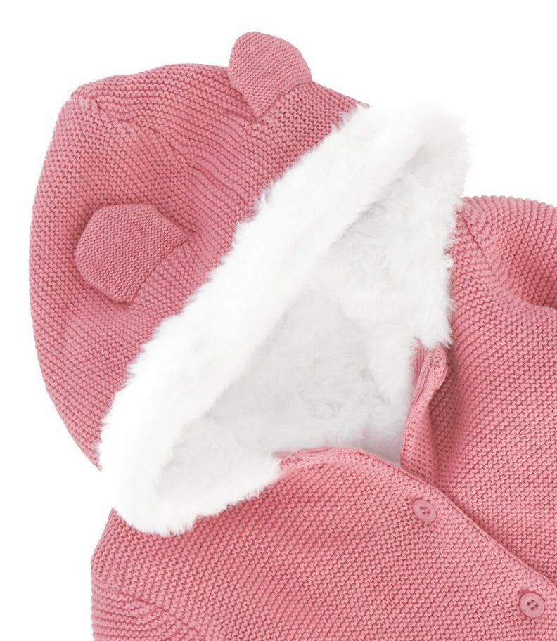 Chaqueta recién nacida tejida palo rosa Limonada-2