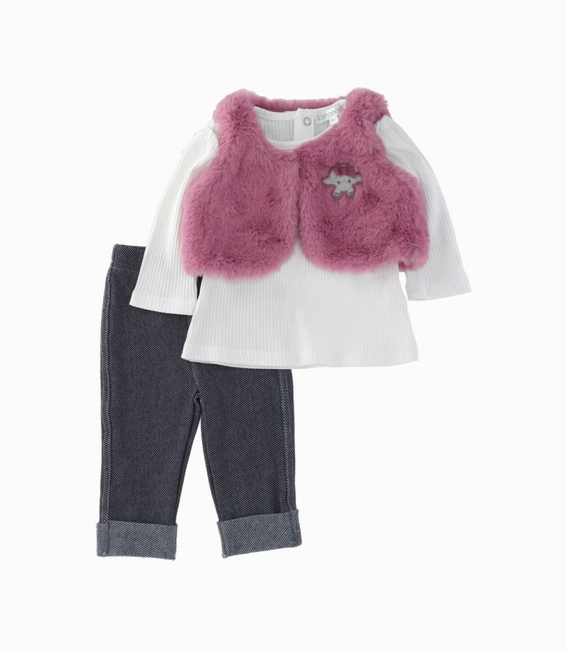 Conjunto bebés con bolero burdeo Limonada-0