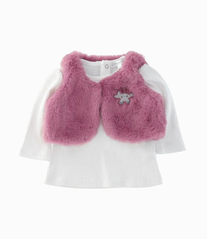 Conjunto bebés con bolero burdeo Limonada-1