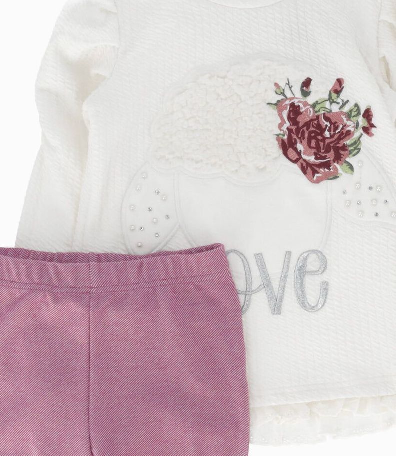 Conjunto niña love blanco Limonada-3