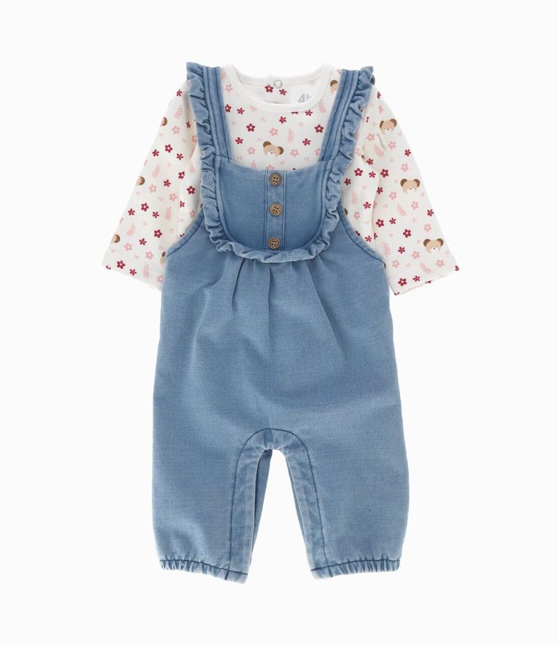Jardinera recién nacida con body celeste 4 Kids-0