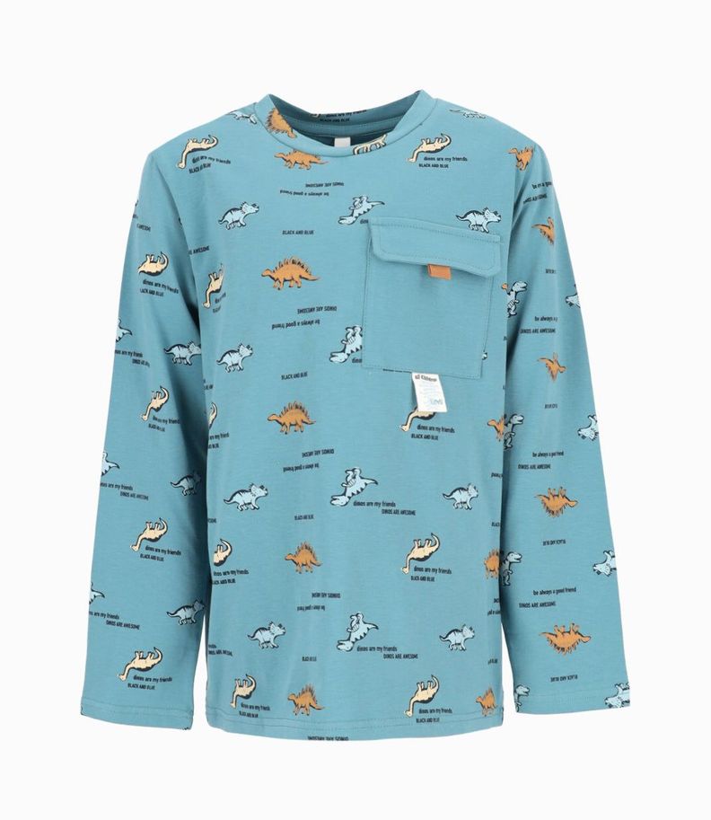 Polera niño con dinosaurios petróleo Black and Blue-0