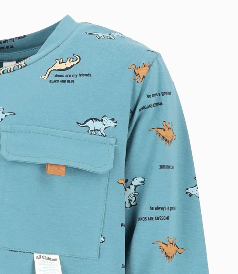 Polera niño con dinosaurios petróleo Black and Blue-2