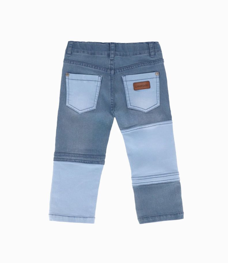 Jeans bebé patchwork con oso celeste Limonada-1