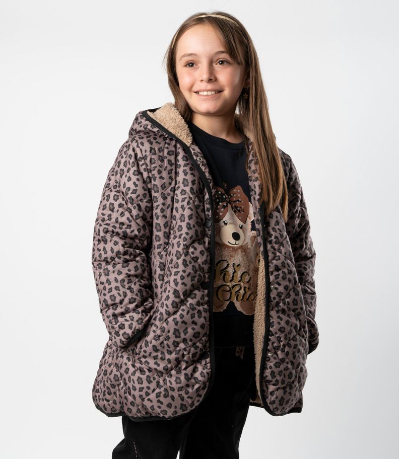 Parka niña animal print beige Limonada-0