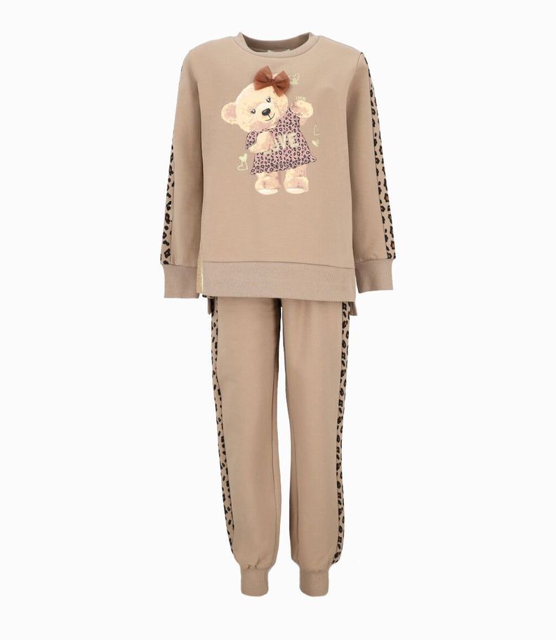 Conjunto niña con oso beige Limonada-1