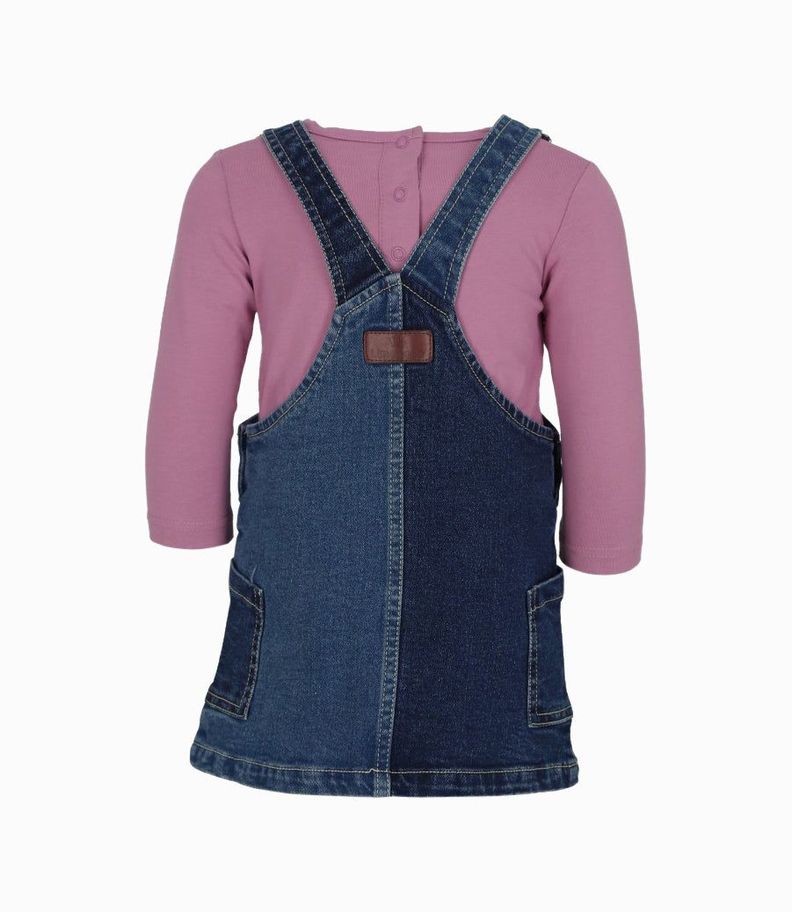 Vestido bebé con polera azul marino Limonada-1