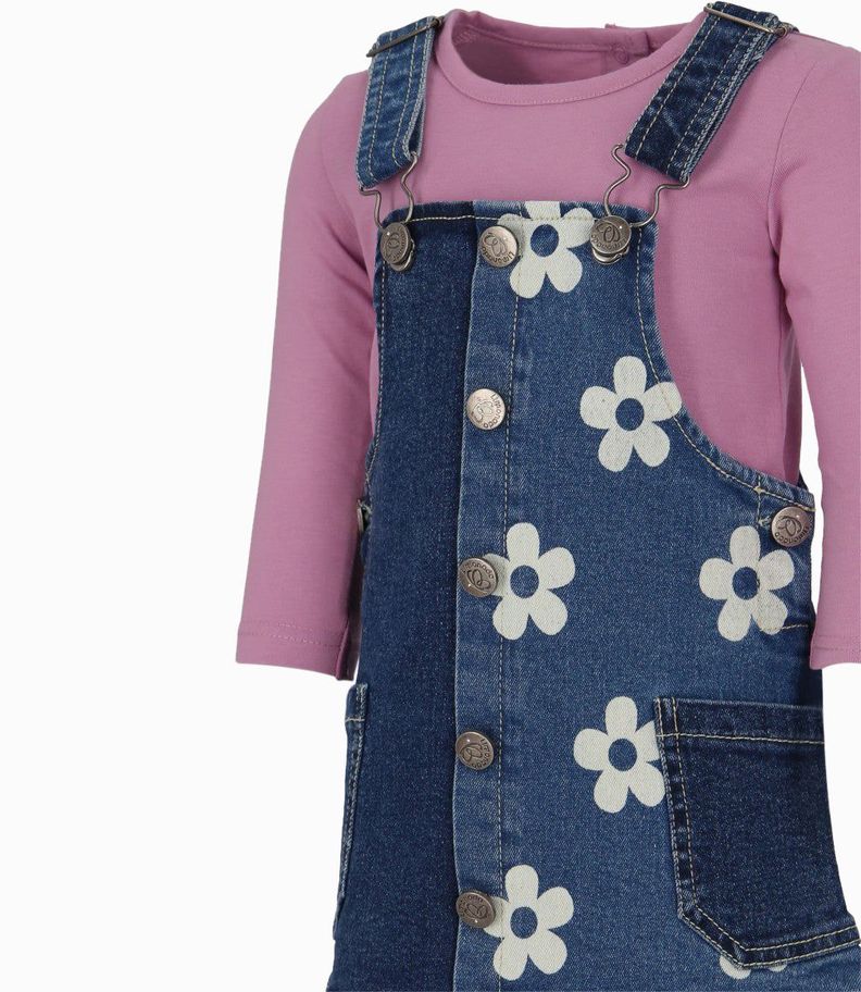 Vestido bebé con polera azul marino Limonada-2