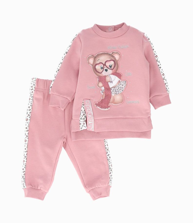 Conjunto bebés con oso palo rosa Limonada-0