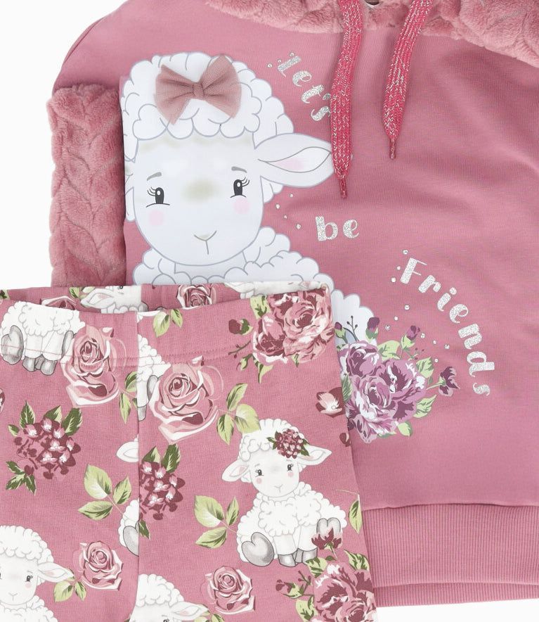 Conjunto niña con oveja burdeo Limonada-3