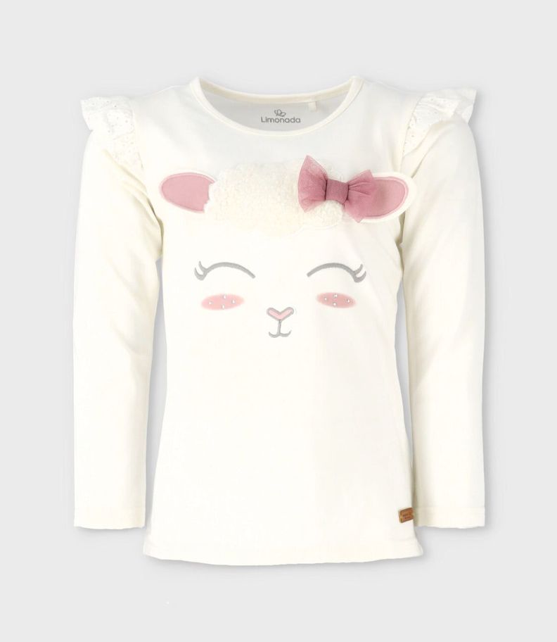Polera niña con vuelos blanco Limonada-0