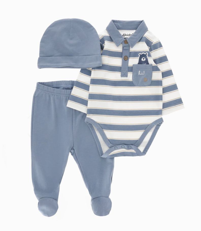 Conjunto recién nacido 3 piezas celeste 4 Kids-0