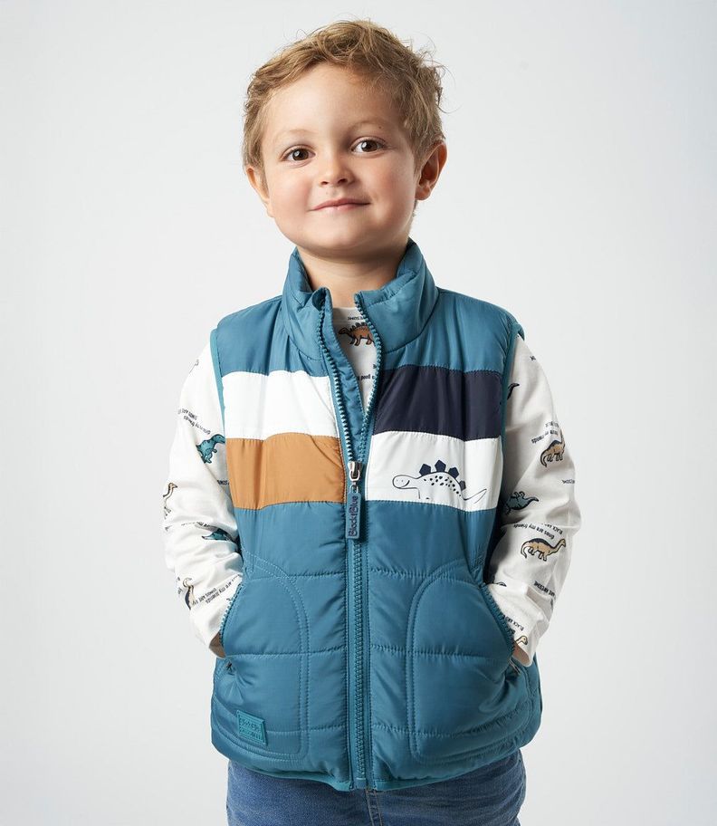 Parka bebés sin mangas petróleo Black and Blue-0