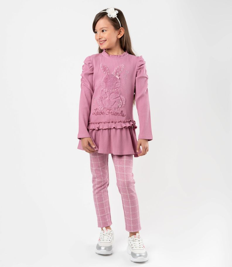 Conjunto niña de polera y calzas palo rosa Limonada-0