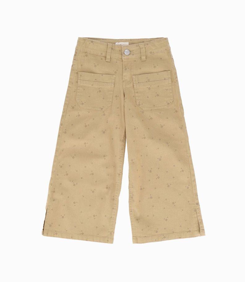 Pantalón niña con flores beige 4 Kids-0