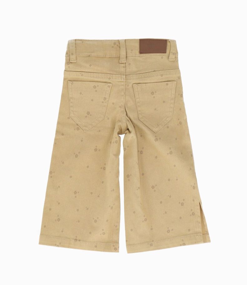 Pantalón niña con flores beige 4 Kids-1