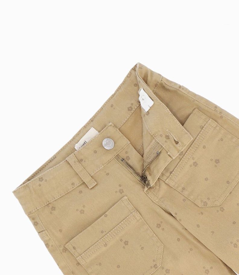 Pantalón niña con flores beige 4 Kids-2