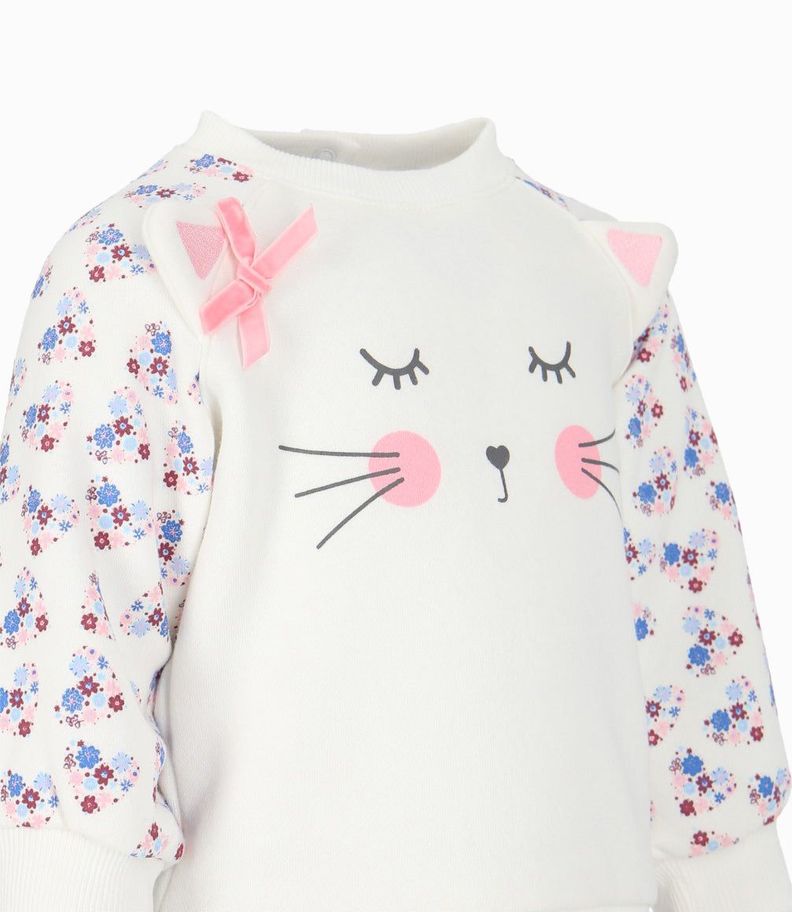 Polerón bebés con gato blanco 4 Kids-2