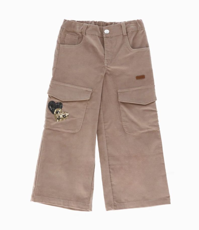 Pantalón niña cargo beige Limonada-0
